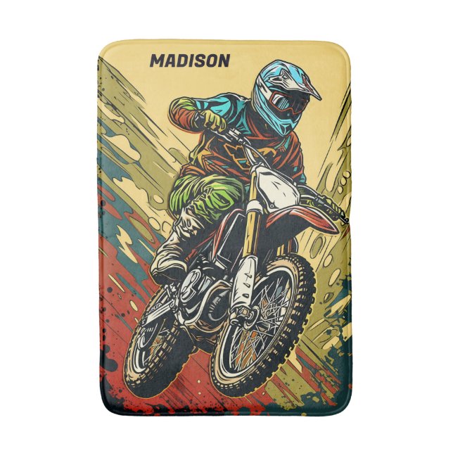 Custom Name Motocross Bath Mat (Front Vertical)