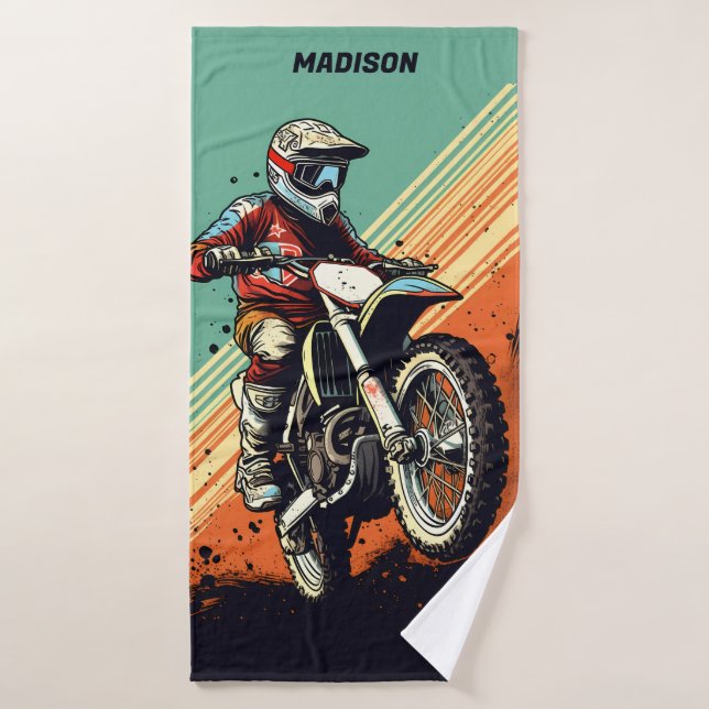 Custom Name Motocross Bath Towel (Bath Towel)