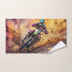 Custom Name Motocross Hand Towel
