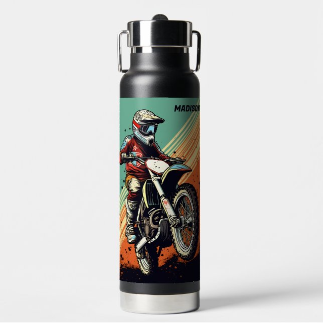 Custom Name Motocross Water Bottle (Front)