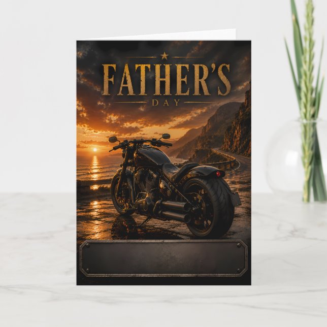 Custom Name Motorcycle Father's Day Greeting Card (Front)