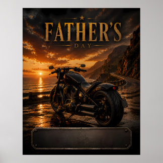 Custom Name Motorcycle Father's Day Sunset Poster