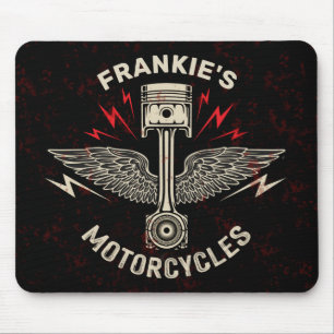 Custom NAME Motorcycle Piston Wings Biker Garage Mouse Pad