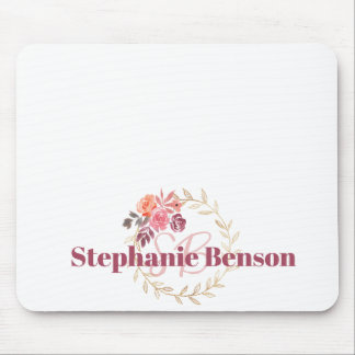 Custom Name Mousepad | Beautiful Watercolor Floral