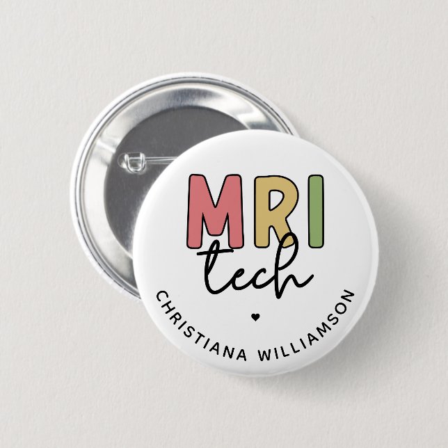Custom Name MRI Tech | MRI Technologist Gifts 2 Inch Round Button (Front & Back)