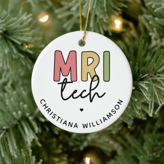 Custom Name MRI Tech | MRI Technologist Gifts Ceramic Ornament (Tree)