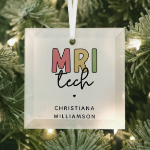 Custom Name MRI Tech   MRI Technologist Gifts Glass Ornament