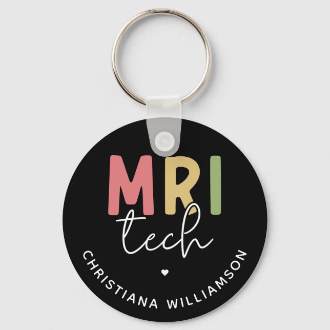 Custom Name MRI Tech | MRI Technologist Gifts Keychain (Front)
