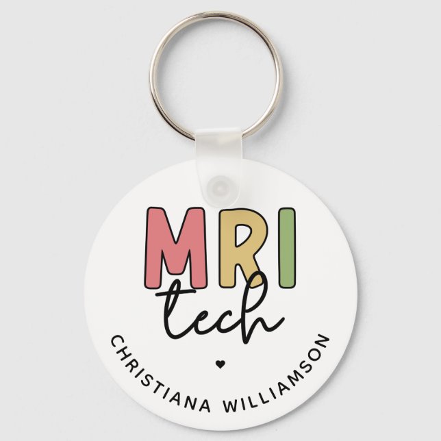 Custom Name MRI Tech | MRI Technologist Gifts Keychain (Front)