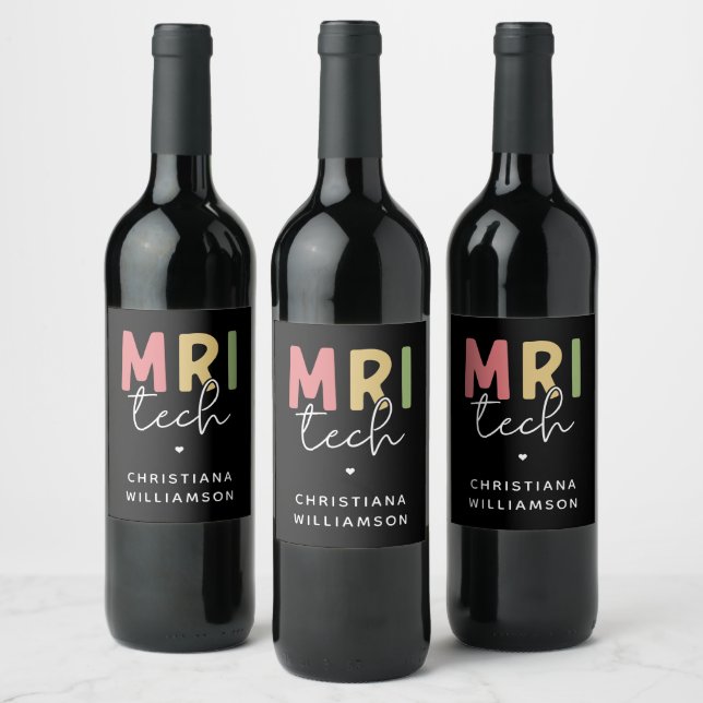 Custom Name MRI Tech | MRI Technologist Gifts Wine Label (Bottles)