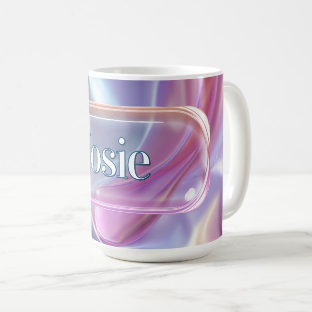 Custom Name Mug – Bright Colourful Glass Lens (Front Right)