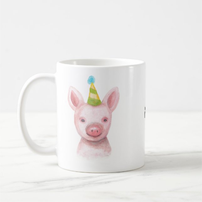 Custom Name Mug Cute Pig Personalized Pig Art Mug (Left)
