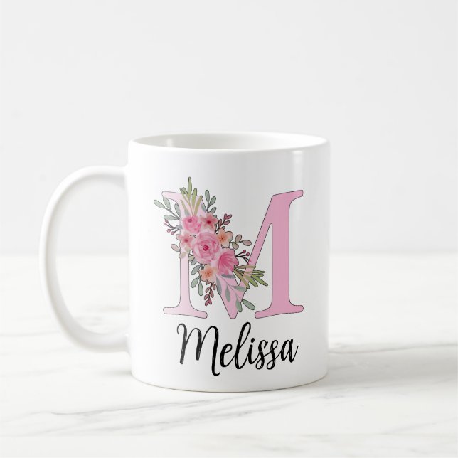 Custom Name Mug – Elegant "M" Initial Design (Left)