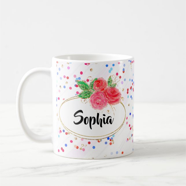 Custom name mug, girl glitter personalized name coffee mug (Left)