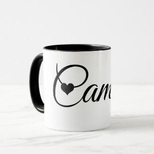 Custom Name Mug Minimalist Script Font with Heart 