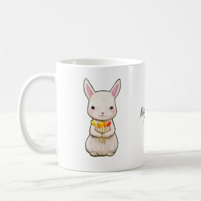 Custom Name mug with Cute Bunny Rabbit Graphic (Left)