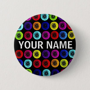 Custom Name Multicolor Dandelions Button