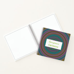 Custom Name + Multicolored Circles/Rings Pattern Notebook