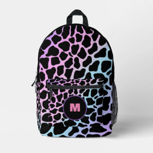 Custom Name Multicolour Animal Print Cow Spots Printed Backpack