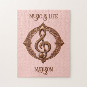Custom Name Musical Clef Note Jigsaw Puzzle