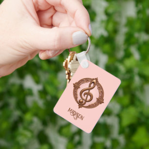 Custom Name Musical Clef Note Keychain