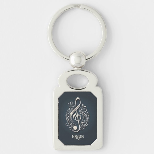 Custom Name Musical Clef Note Keychain (Front)