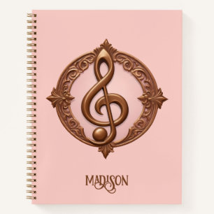Custom Name Musical Clef Note Notebook
