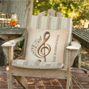 Custom Name Musical Clef Note Outdoor Pillow