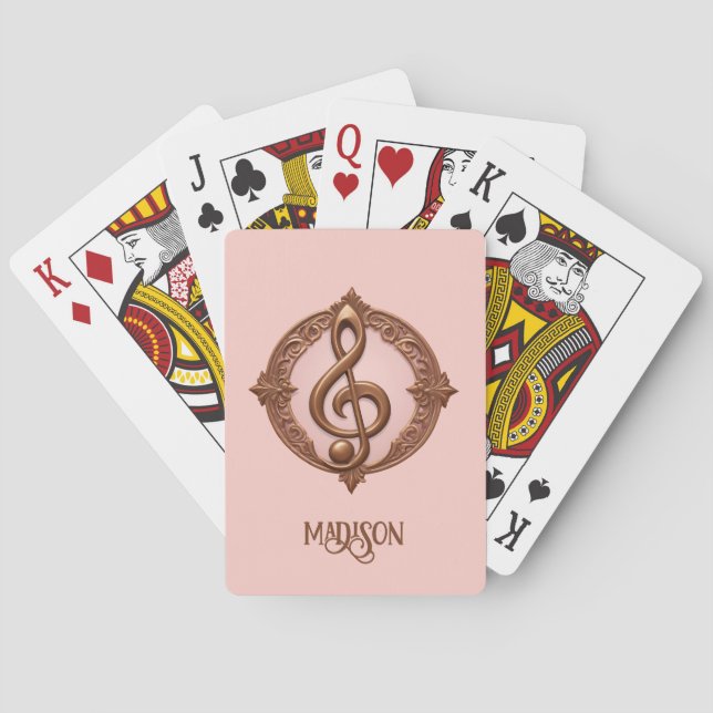 Custom Name Musical Clef Note Playing Cards (Back)