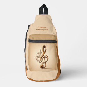Custom Name Musical Clef Note Sling Bag