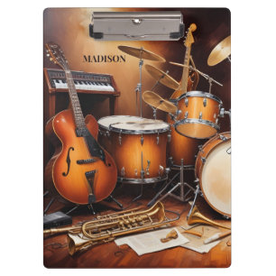 Custom Name Musical Instruments Clipboard