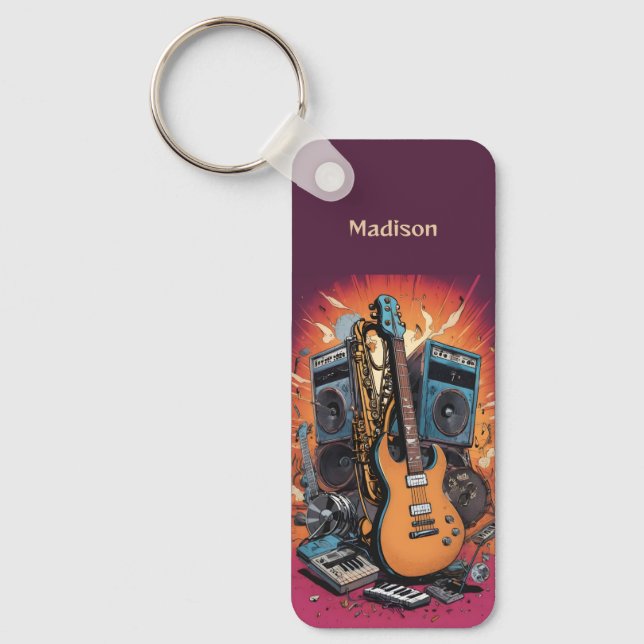 Custom Name Musical Instruments Keychain (Front)