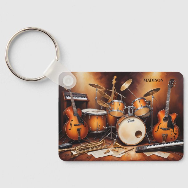 Custom Name Musical Instruments Keychain (Back)