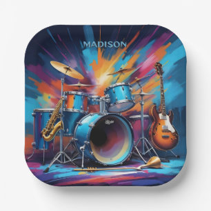Custom Name Musical Instruments Paper Plate