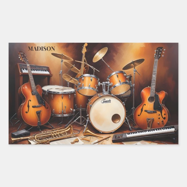 Custom Name Musical Instruments Sticker (Front)