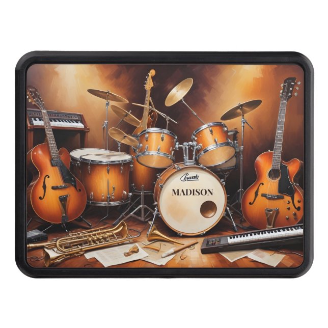 Custom Name Musical Instruments Trailer Hitch Cover (Front)