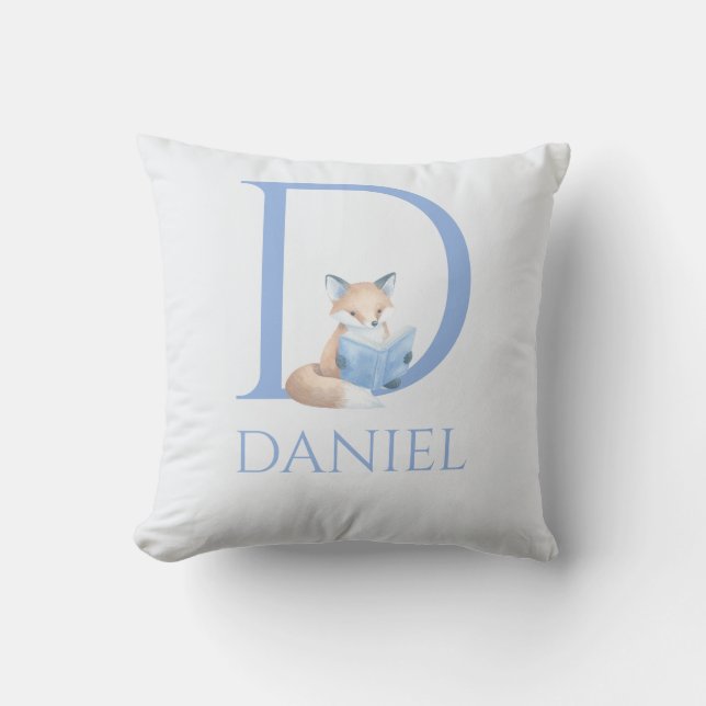 Custom Name My Little Fox reading a book Throw Pillow (Front)