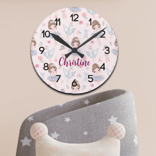 Custom Name My Sweet Ballerina Nursery Round Clock