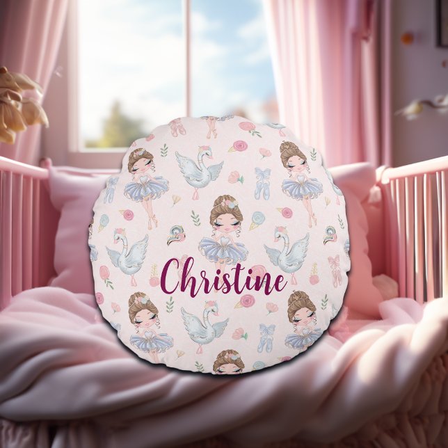 Custom Name My Sweet Ballerina Round Pillow (Creator Uploaded)