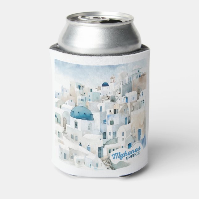 Custom Name Mykonos Greece Can Cooler (Can Back)