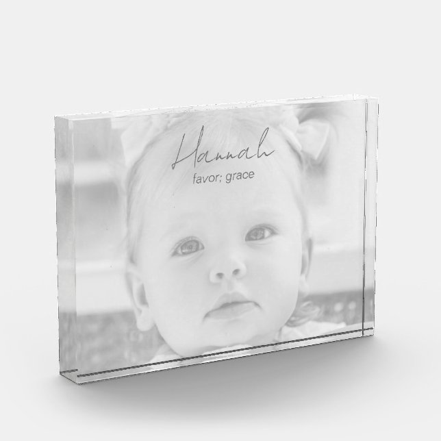 Custom Name Name Meaning Child B/W Photo Block (Left)