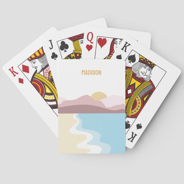 Custom Name Nature Illustration Playing Cards (Back)