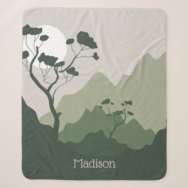 Custom Name Nature Illustration Sherpa Blanket (Front)