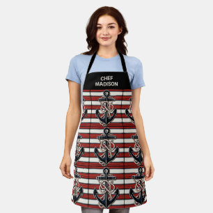 Custom Name Nautical Anchor Apron