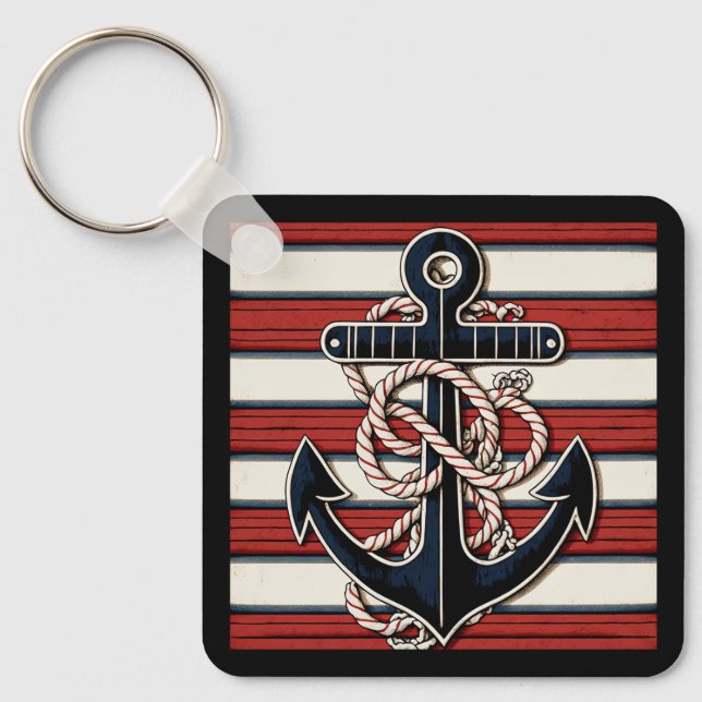 Custom Name Nautical Anchor Keychain (Front)