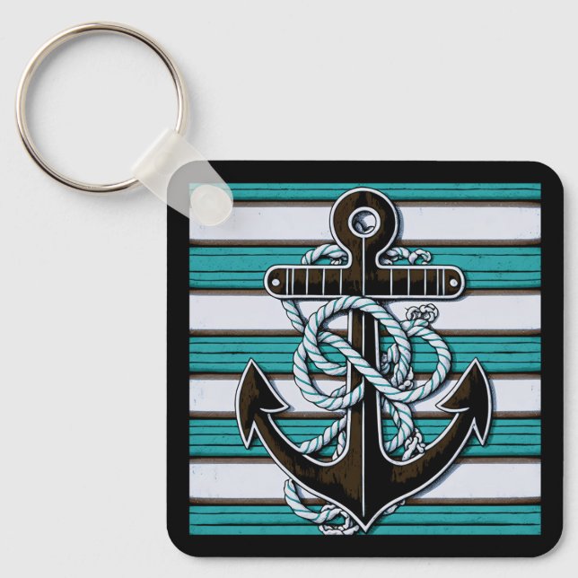 Custom Name Nautical Anchor Keychain (Front)