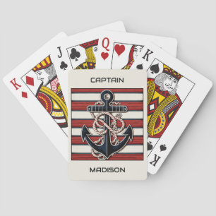 Custom Name Nautical Anchor Playing Cards
