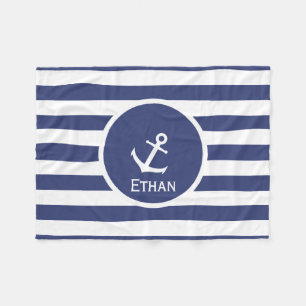 Custom Name Nautical Fleece Blanket