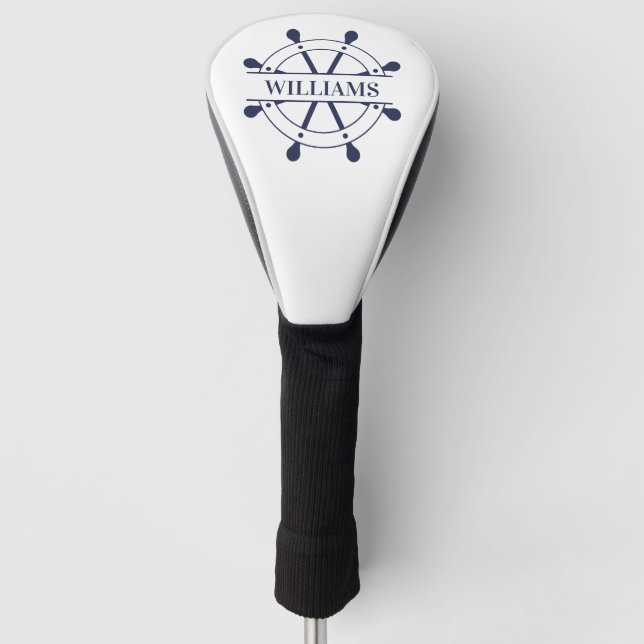 Custom Name Nautical Golf Head Cover (Front)