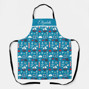 Custom Name Nautical Symbols Chef's Apron